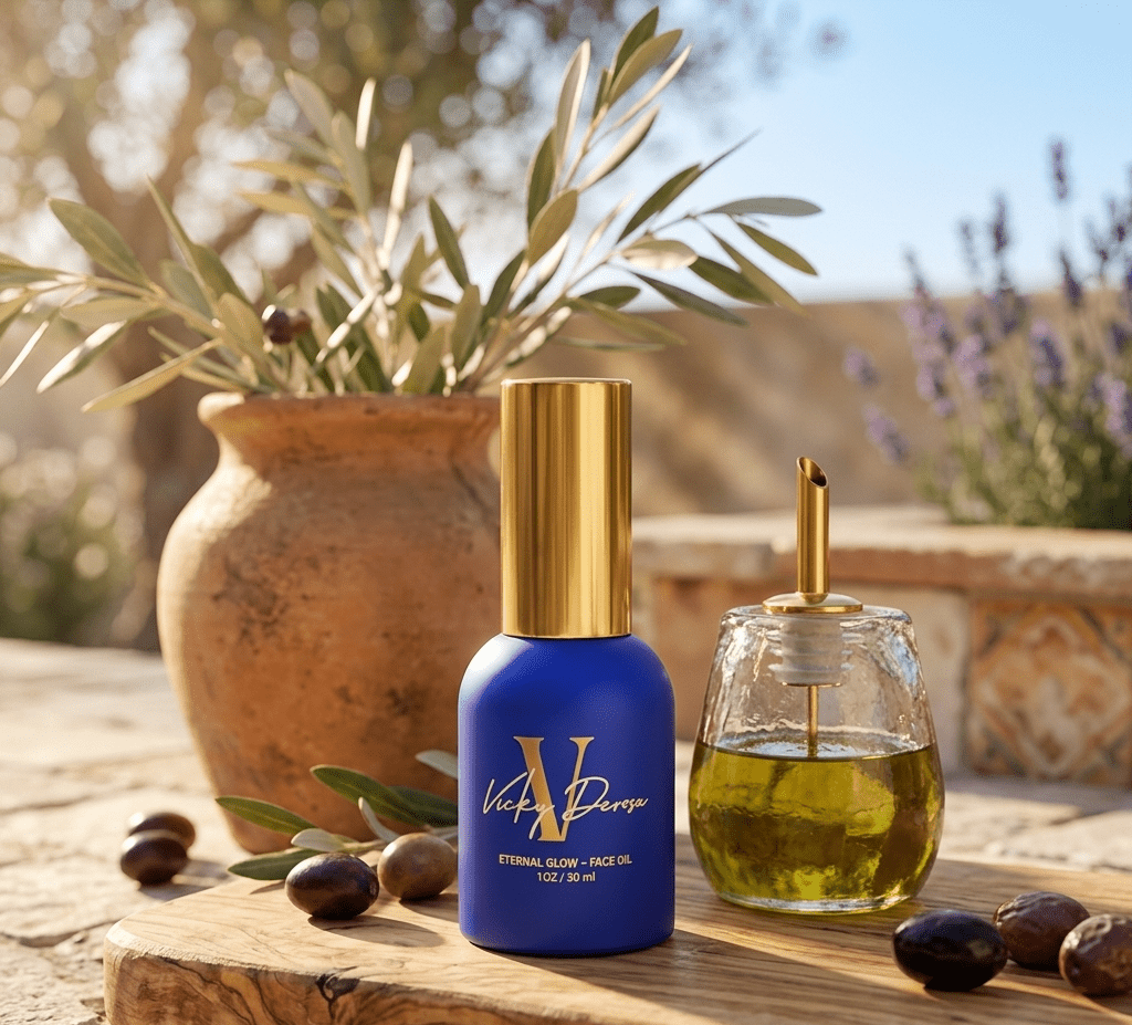 Bottle and olive branch illustration for the formula section