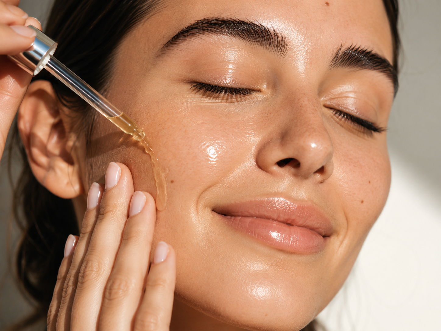 Applying botanical face oil