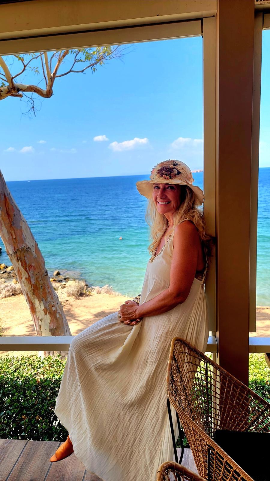 Vicky DeRosa overlooking the Mediterranean