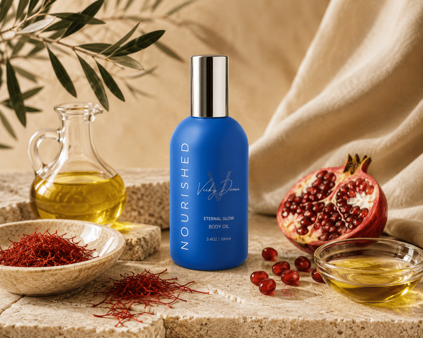 Eternal Glow Body Oil with saffron, pomegranate and botanical oils