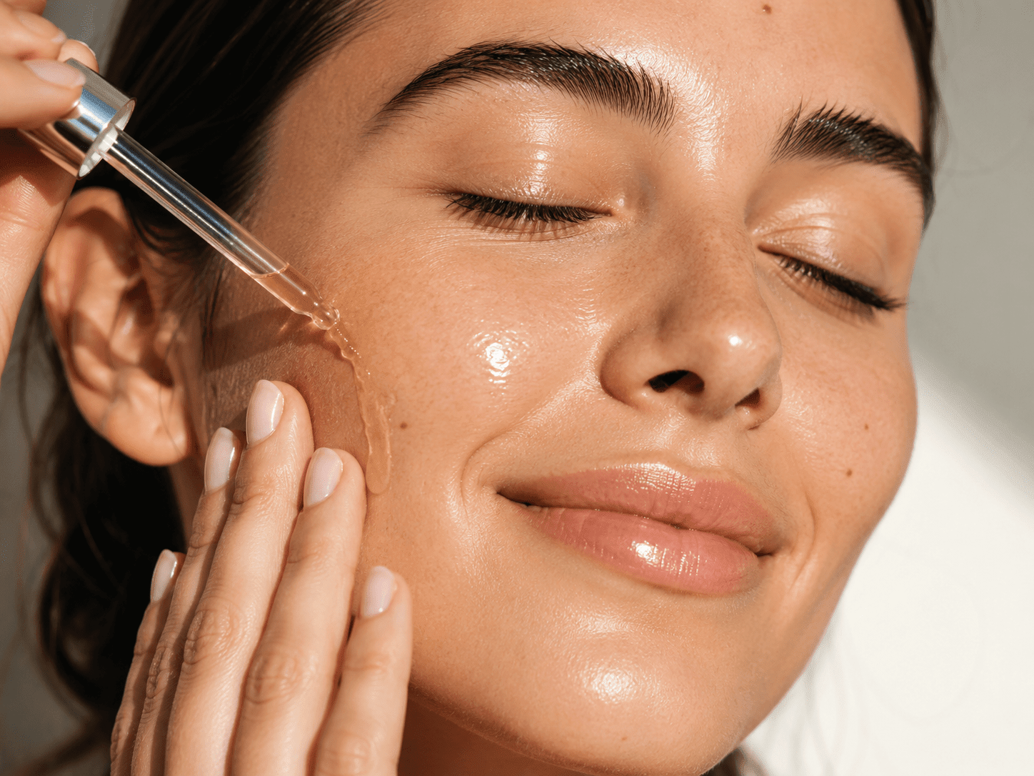 Applying botanical face oil